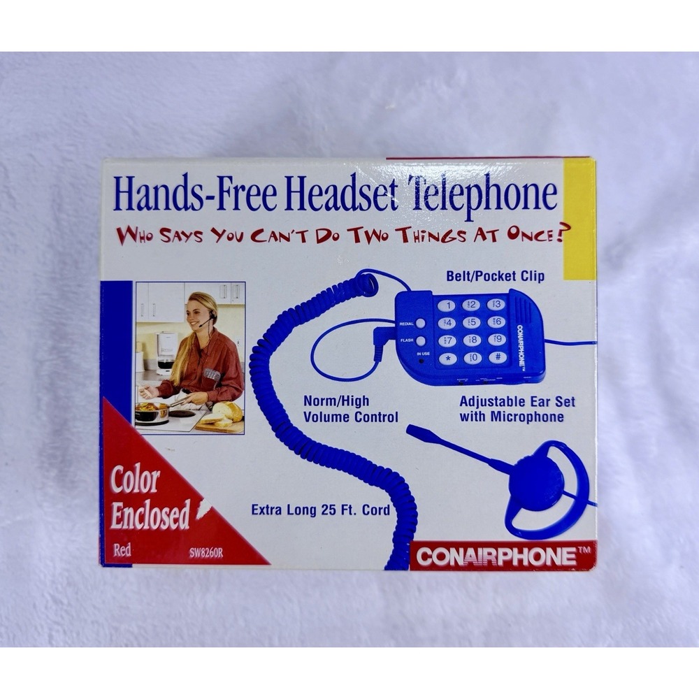 Conair Phone Hands-Free Headset Telephone (SW8260) w/ Volume Control‎ Red